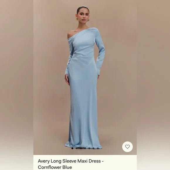 MESHKI- Avery One-Shoulder Maxi Dress - Cornflower Blue - Picture 2 of 9